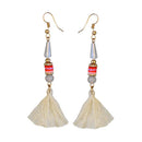 Tip Top Fashions Gold Plated White Thread Earrings - 1310911B