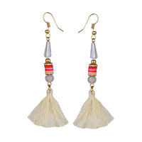 Tip Top Fashions Gold Plated White Thread Earrings - 1310911B