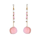 Jeweljunk Gold Plated Pink Pompom Thread Earrings - 1310912A