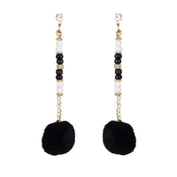 Jeweljunk Gold Plated Black Pompom Thread Earrings - 1310912B