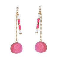 Jeweljunk Gold Plated Pink Pompom Thread Earrings - 1310912E