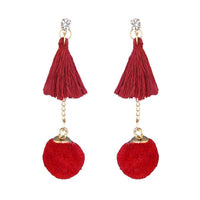 Tip Top Fashions Gold Plated Red Thread Earrings - 1310917B