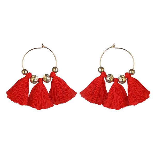 Jeweljunk Gold Plated Red Thread Earrings - 1310923E