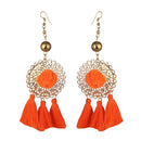 Jeweljunk Gold Plated Orange Thread Earrings - 1310924F