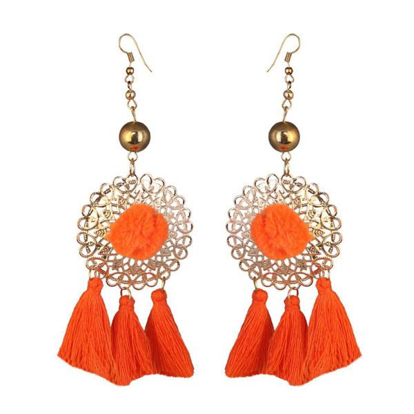 Jeweljunk Gold Plated Orange Thread Earrings - 1310924F