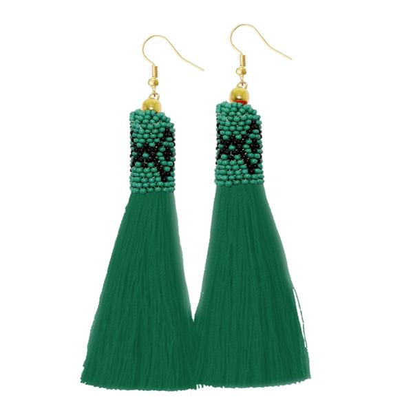 Jeweljunk Green Thread Gold Plated Earrings - 1310942C