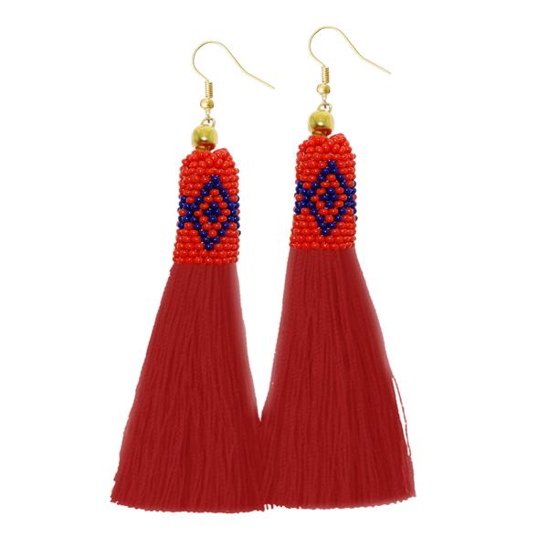 Jeweljunk Red Thread Gold Plated Earrings - 1310942E