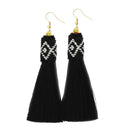 Jeweljunk Black Thread Gold Plated Tassel Earrings - 1310942F