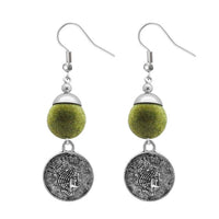 Jeweljunk Green Thread Silver Plated Dangler Earrings - 1310944A