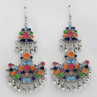 Jeweljunk Multi Meenakari Afghani Dangler Earrings - 1311039J
