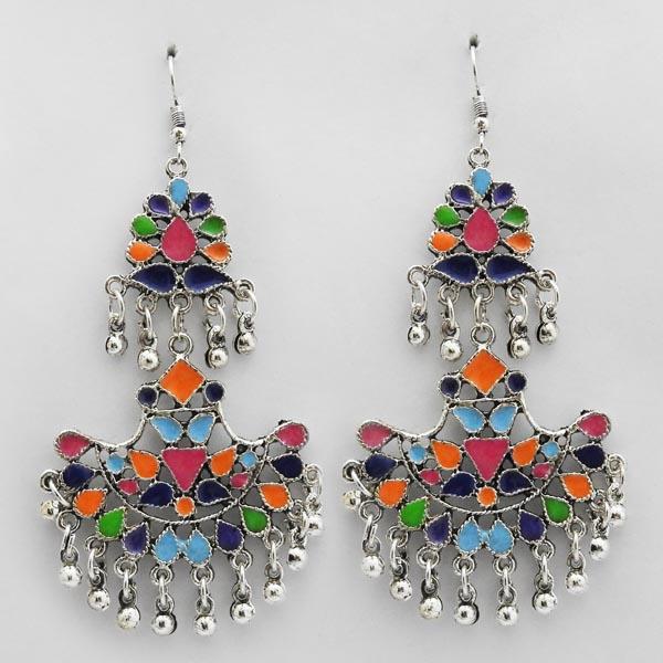 Jeweljunk Multi Meenakari Afghani Dangler Earrings - 1311039J