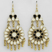Jeweljunk White & Black Meenakari Afghani Earrings - 1311070O