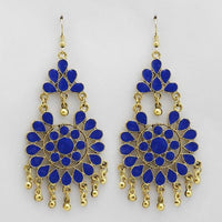 Jeweljunk Gold Plated Blue Meenakari Afghani Earrings - 1311070Q