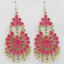 Jeweljunk Gold Plated Pink Meenakari Afghani Earrings - 1311070R