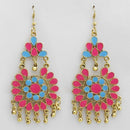 Jeweljunk Pink & Blue Meenakari Afghani Earrings - 1311070T