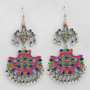 Jeweljunk Multi Meenakari Rhodium Plated Afghani Earrings - 1311074B