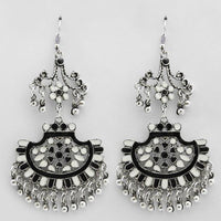 Jeweljunk Black & White Meenakari Afghani Earrings - 1311074D