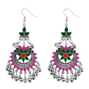 Tip Top Fashions Pink & Green Meenakari Afghani Earrings - 1311077D