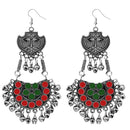Jeweljunk Red & Green Meenakari Afghani Earrings - 1311078D