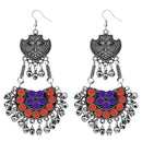 Jeweljunk Purple & Red Meenakari Afghani Earrings - 1311078F