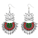Jeweljunk Green & Red Meenakari Afghani Earrings - 1311079A