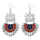 Tip Top Fashions Silver Plated Orange & Blue Meenakari Afghani Earrings - 1311079E