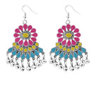 Jeweljunk Rhodium Plated Multi Meenakari Afghani Earrings - 1311081E