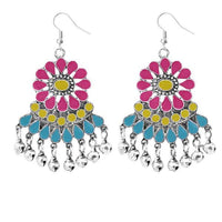 Jeweljunk Rhodium Plated Multi Meenakari Afghani Earrings - 1311081E