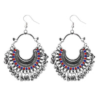 Jeweljunk Red & Blue Meenakari Afghani Earrings - 1311082C