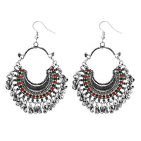 Jeweljunk Maroon & Green Meenakari Afghani Earrings - 1311082E