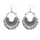 Jeweljunk Pink & Green Meenakari Afghani Earrings - 1311082F