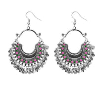 Jeweljunk Pink & Green Meenakari Afghani Earrings - 1311082F