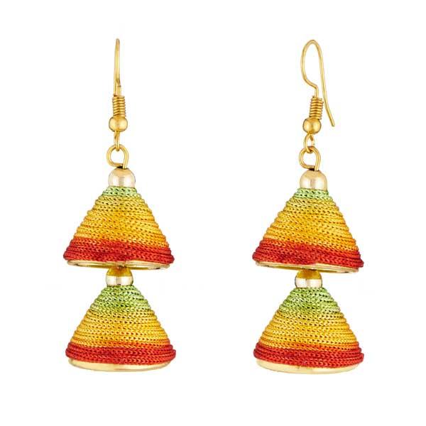 Tip Top Fashions Multicolor Gold Plated Thread Earrings - 1309016P