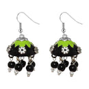 Jeweljunk Black Beads Rhodium Plated Jhumki Earrings - 1309009C