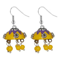 Jeweljunk Yellow Beads Rhodium Plated Jhumki Earrings - 1309009I