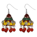Jeweljunk Red Beads Rhodium Plated jhumki Earrings - 1309010E