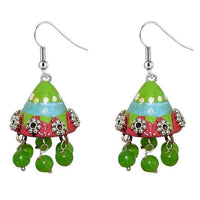 Jeweljunk Green Beads Rhodium Plated Jhumki Earrings - 1309010F