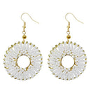 Jeweljunk Gold Plated White Beads Dangler Earrings - 1309019C