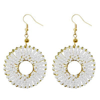 Jeweljunk Gold Plated White Beads Dangler Earrings - 1309019C