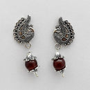 Jeweljunk Peacock Design Rhodium Plated Dangler Earrings - 1309037C