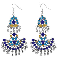 Jeweljunk Meenakari Rhodium Plated Afghani Earrings - 1311039L