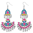 Jeweljunk Meenakari Rhodium Plated Afghani Earrings - 1311039M