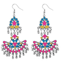 Jeweljunk Meenakari Rhodium Plated Afghani Earrings - 1311039M
