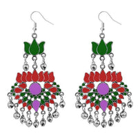 Tip Top Fashions Meenakari Rhodium Plated Afghani Earrings - 1311040K