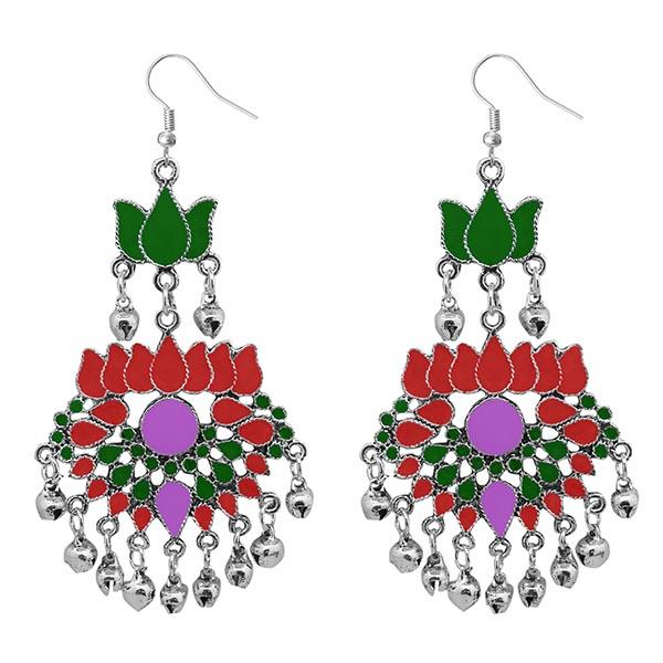 Tip Top Fashions Meenakari Rhodium Plated Afghani Earrings - 1311040K