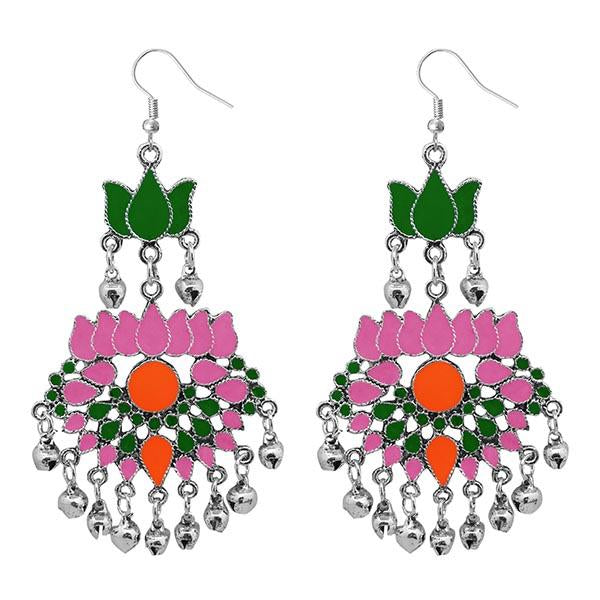 Jeweljunk Meenakari Rhodium Plated Afghani Earrings - 1311040M