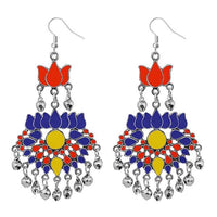 Jeweljunk Meenakari Rhodium Plated Afghani Earrings - 1311040O