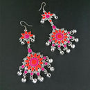 Jeweljunk Meenakari Rhodium Plated Afghani Earrings - 1311064P