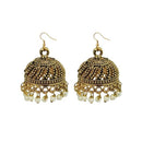 Jeweljunk White Beads Antique Gold Plated Jhumki Earrings - 1309339A