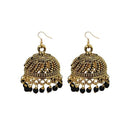 Jeweljunk Black Beads Antique Gold Plated Jhumki Earrings - 1309339G